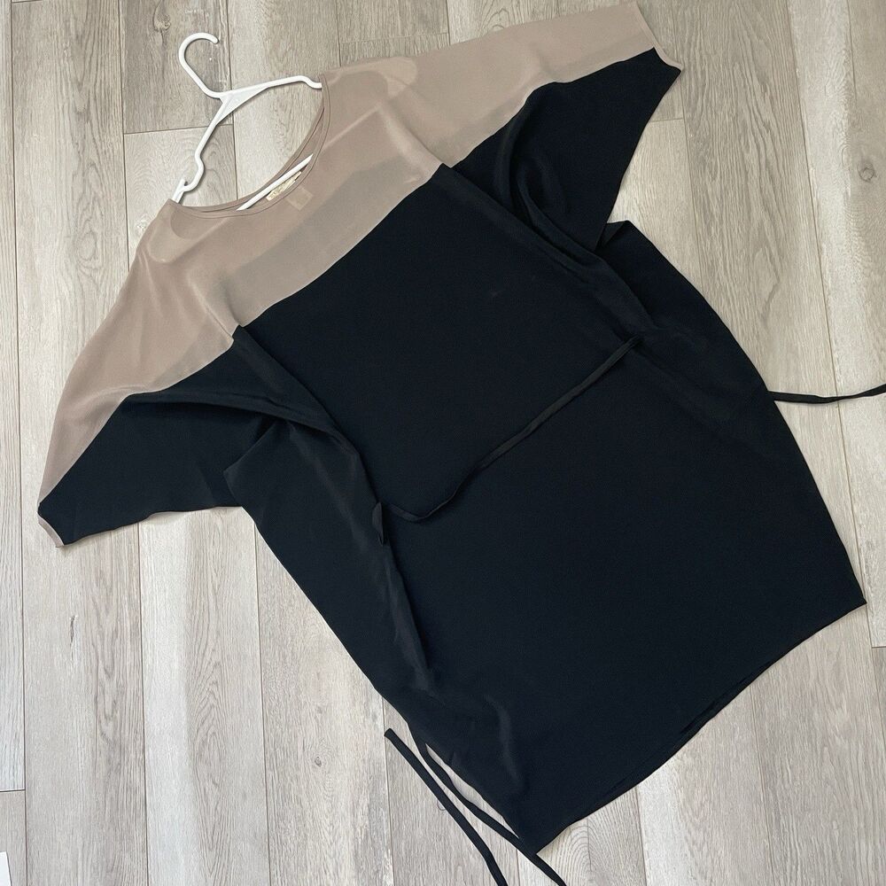 Gold Hawk Dress vintage colorblock shirt womens Black Beige (small) quiet luxury